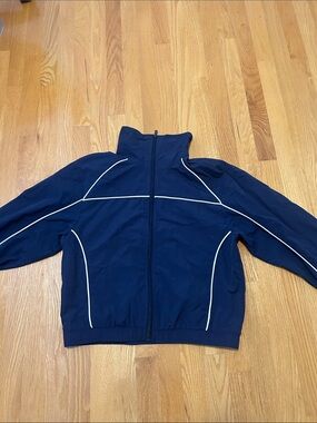 H&M Navy Blue Bomber Jacket with White Piping